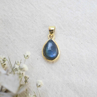 Pendentif Labradorite plaqué or - Goutte