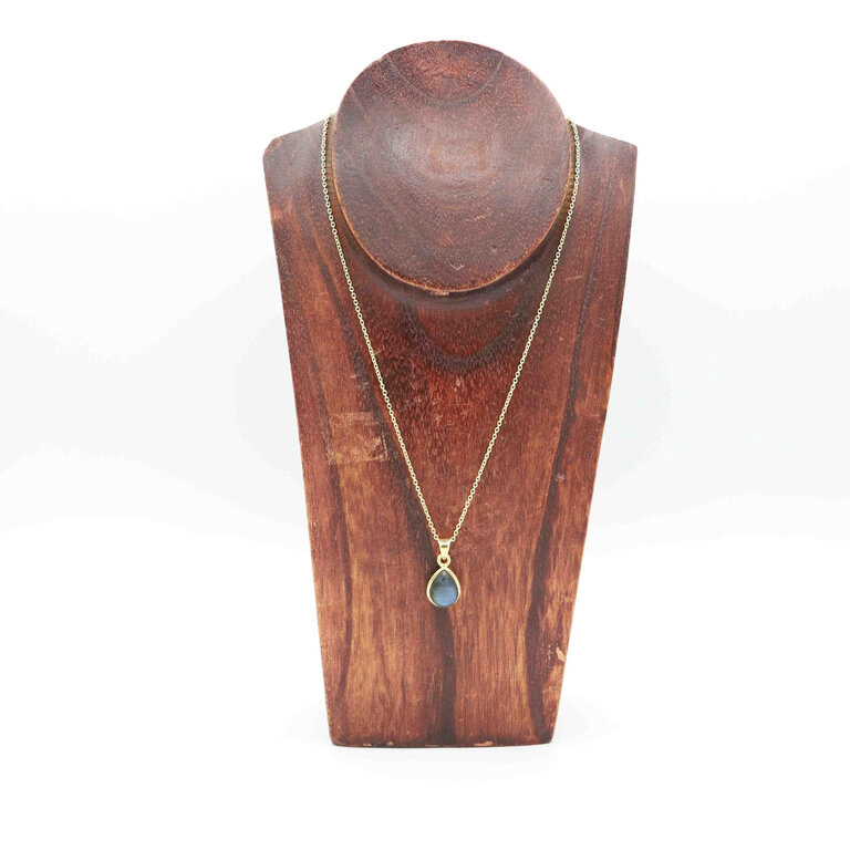 Pendentif Labradorite plaqué or - Goutte