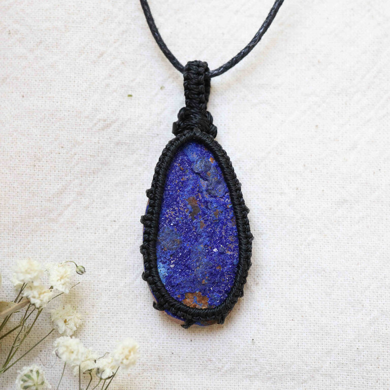 Pendentif Azurite - Macramé