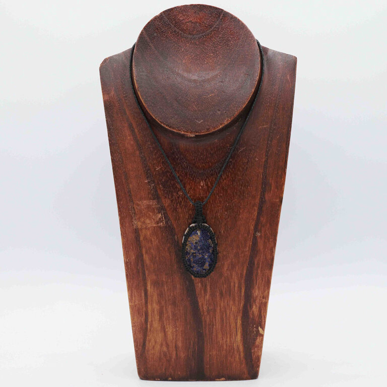 Azurite Pendant - Macrame