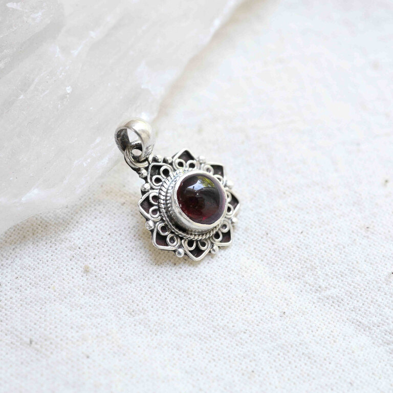 Garnet Pendant - Lotus