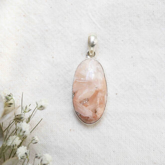 Scolecite & Stilbite Pendant - Ovale