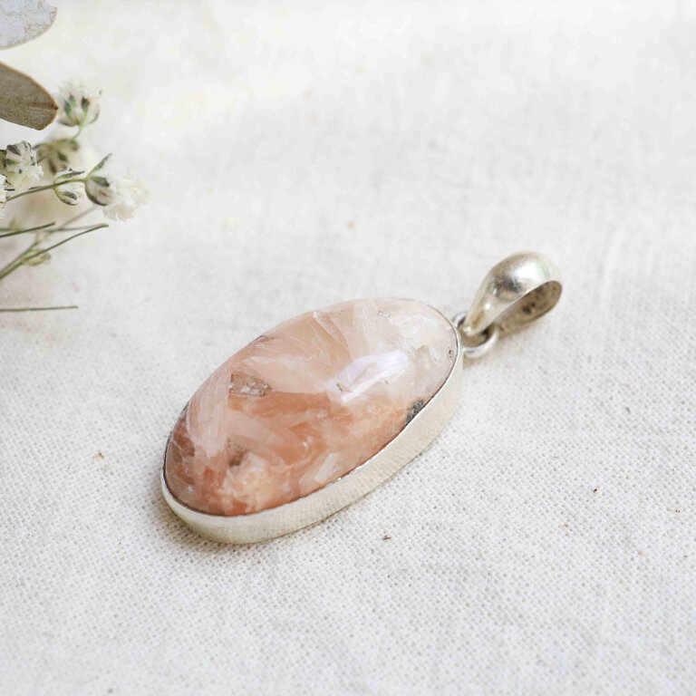 Pendentif Scolecite & Stilbite - Ovale