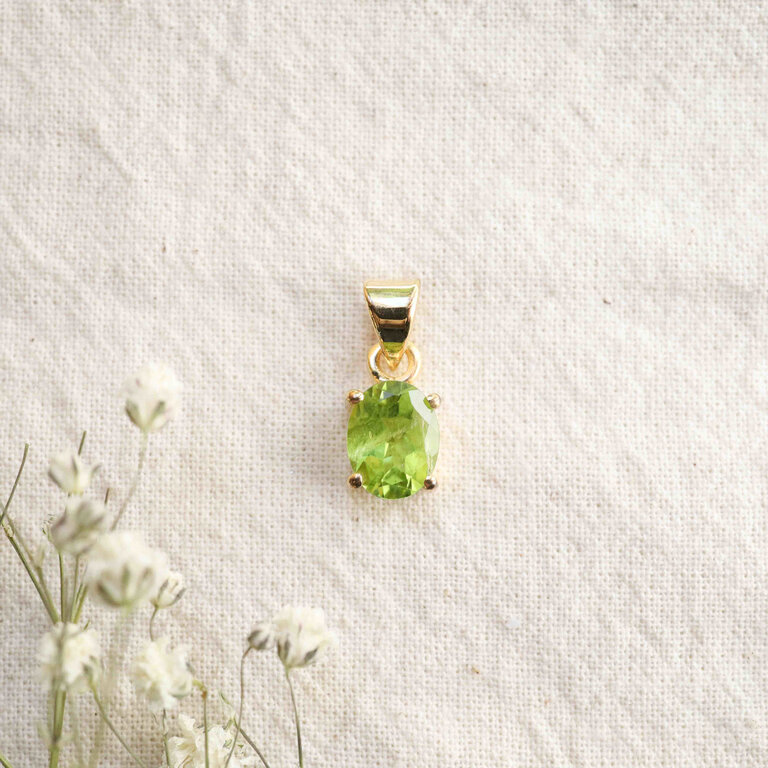 Pendentif Péridot plaqué or - Ovale