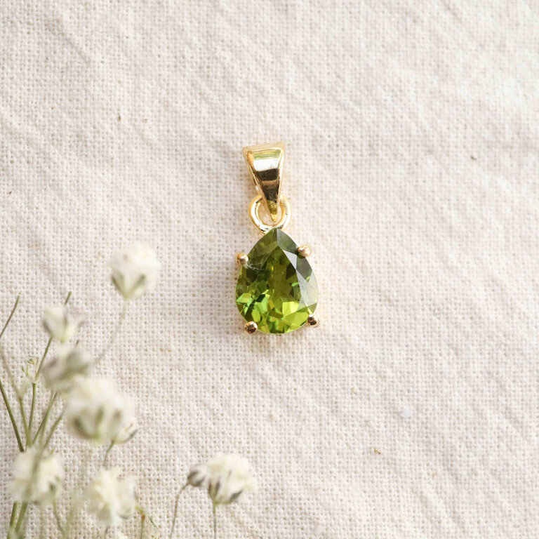 Pendentif Péridot plaqué or - Goutte