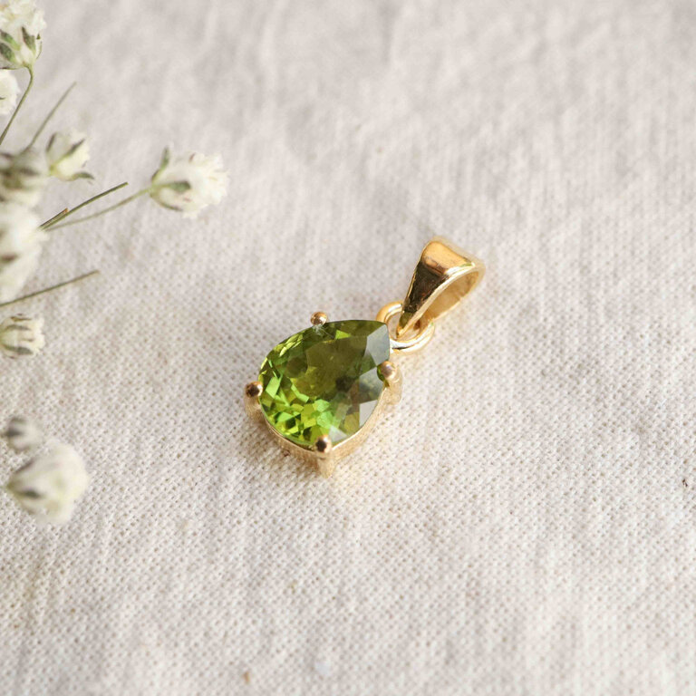 Pendentif Péridot plaqué or - Goutte
