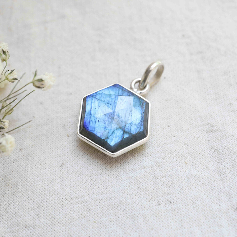 Pendentif Labradorite - Hexagone