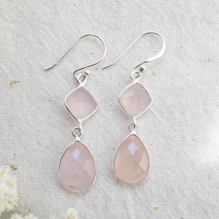 Boucles d'oreilles Quartz rose - Étincelle