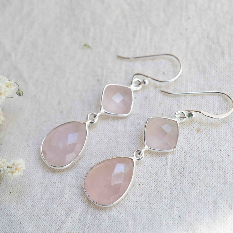 Boucles d'oreilles Quartz rose - Étincelle
