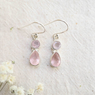 Boucles d'oreilles Quartz rose - Amour