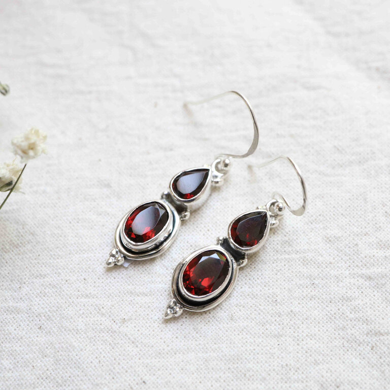 Garnet Earrings - Theia