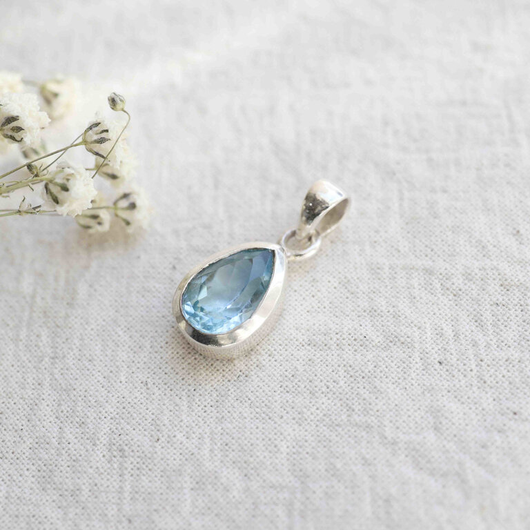 Pendentif Topaze bleue - Givre