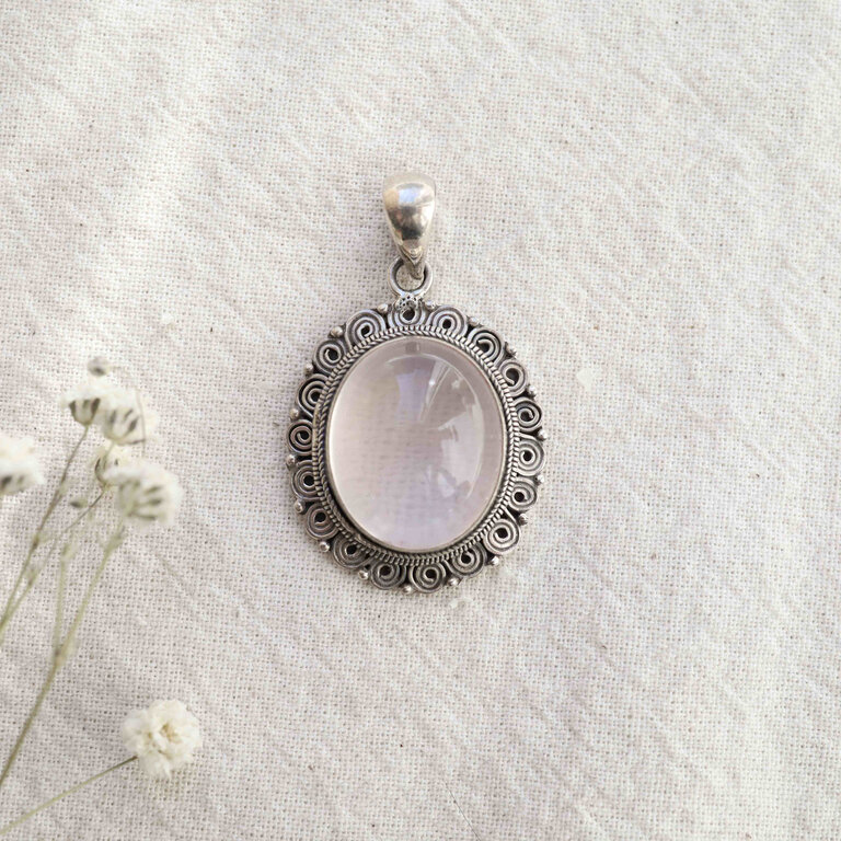 Pendentif Quartz rose - Fleur