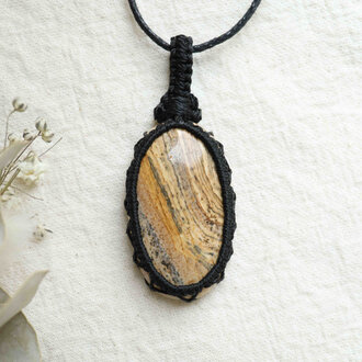 Landscape Jasper Pendant - Macrame