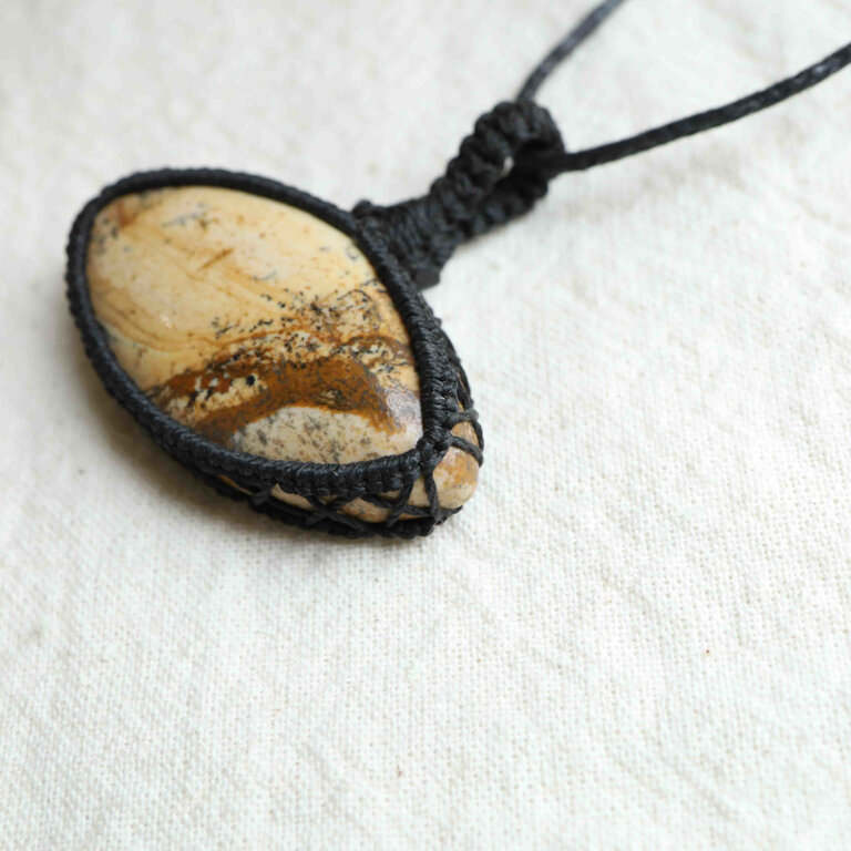 Landscape Jasper Pendant - Macrame