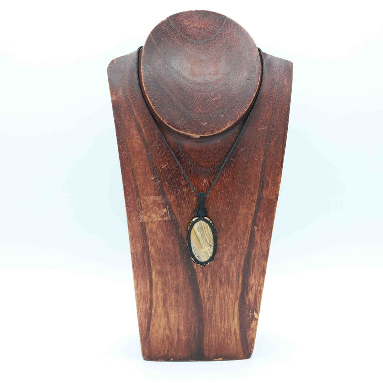 Pendentif Jaspe paysage - Macramé