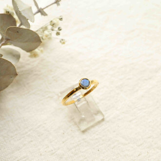 Bague Labradorite plaqué or - Ronde