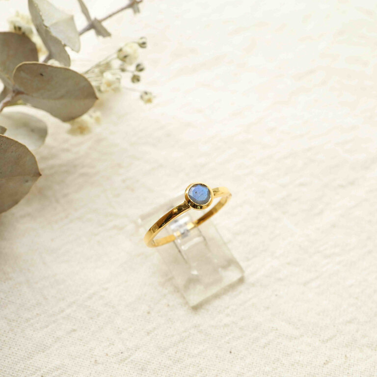 Bague Labradorite plaqué or - Ronde