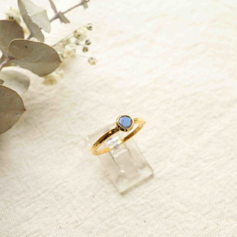Labradorite gold plated ring - Ronde