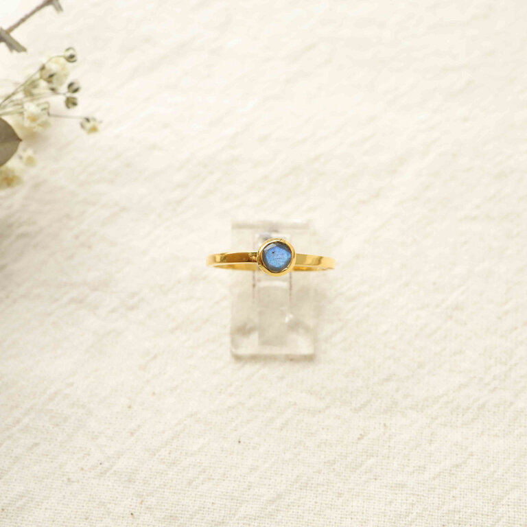Bague Labradorite plaqué or - Ronde