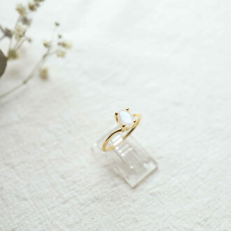 Bague Pierre de lune plaqué or - Vague