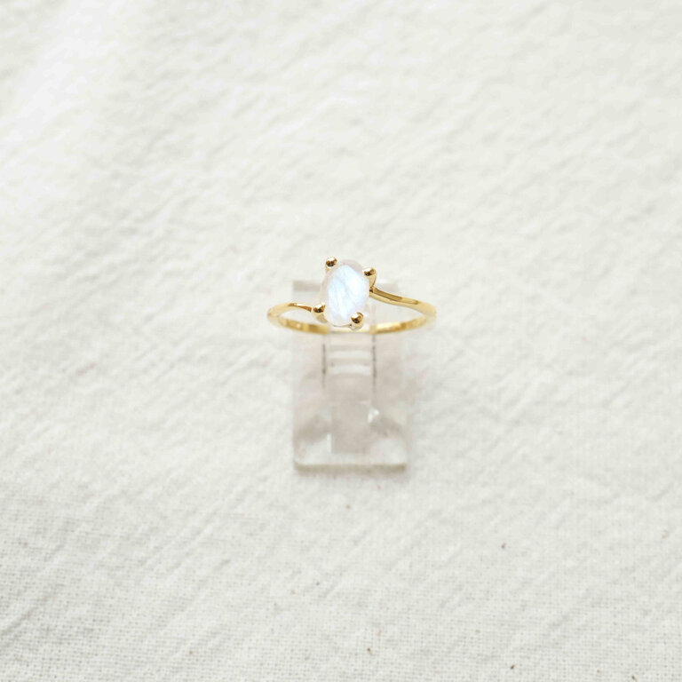 Bague Pierre de lune plaqué or - Vague