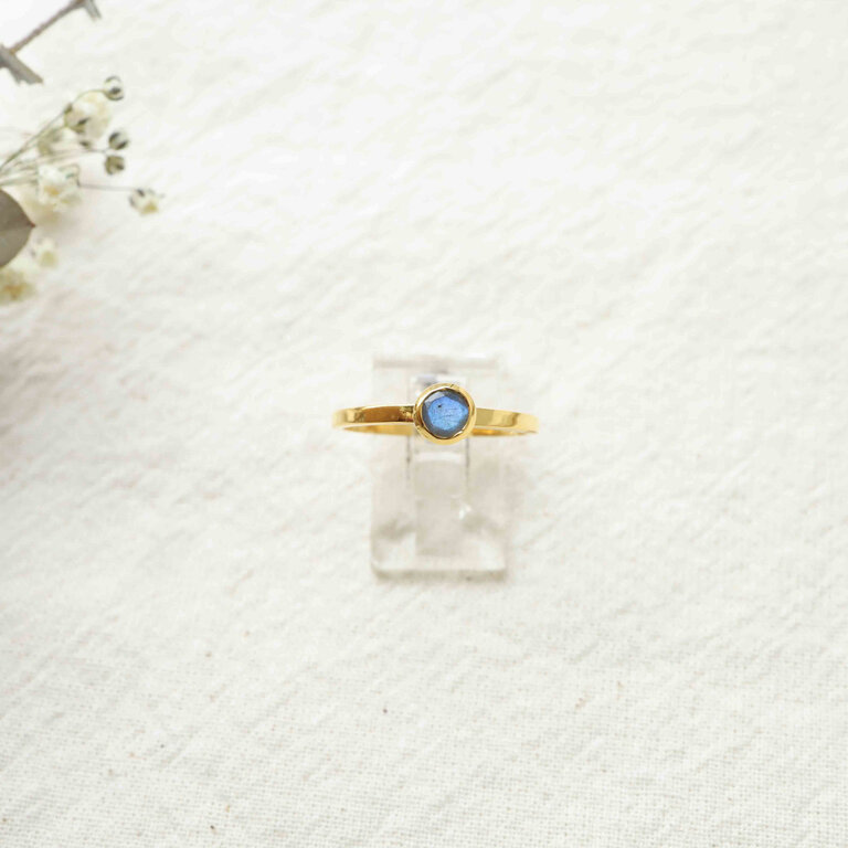 Bague Labradorite plaqué or - Ronde