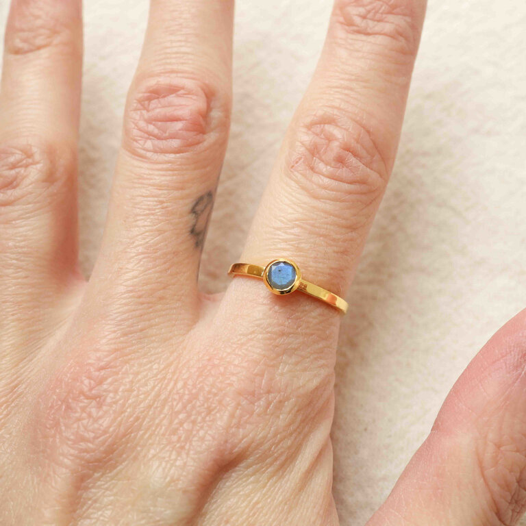 Bague Labradorite plaqué or - Ronde