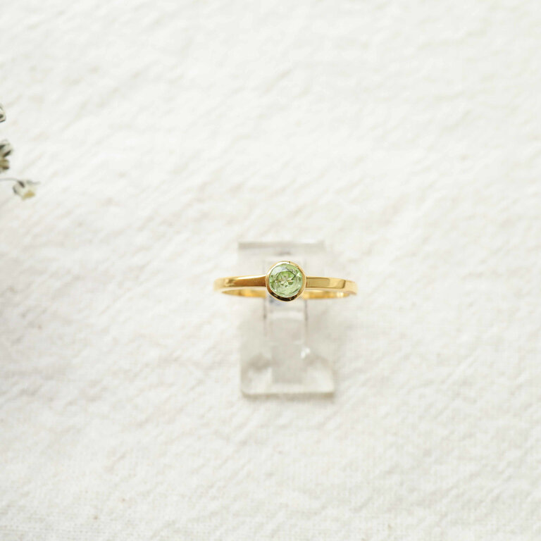 Peridot Ring gold plated - Ronde
