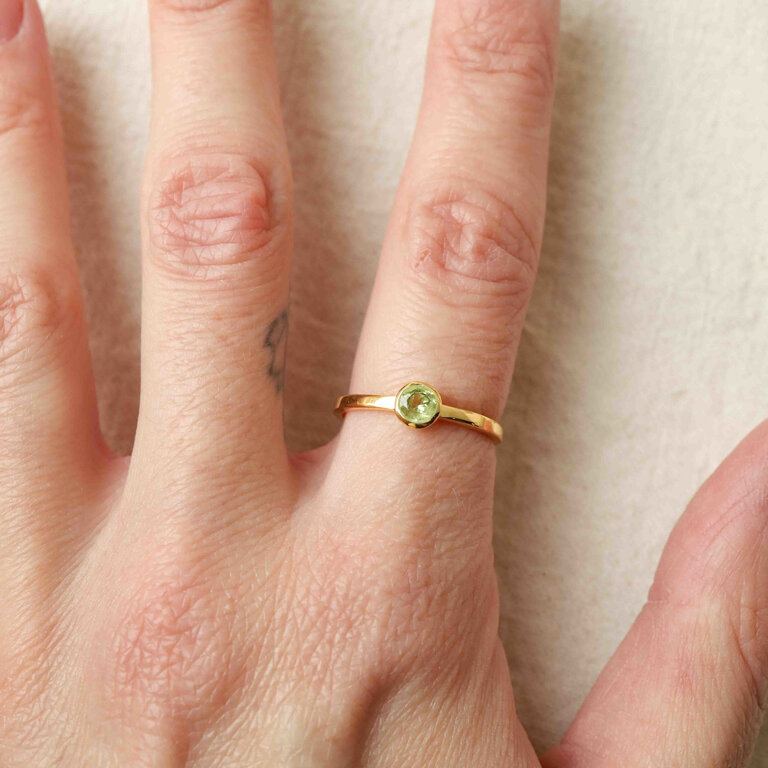 Bague Péridot plaqué or - Ronde