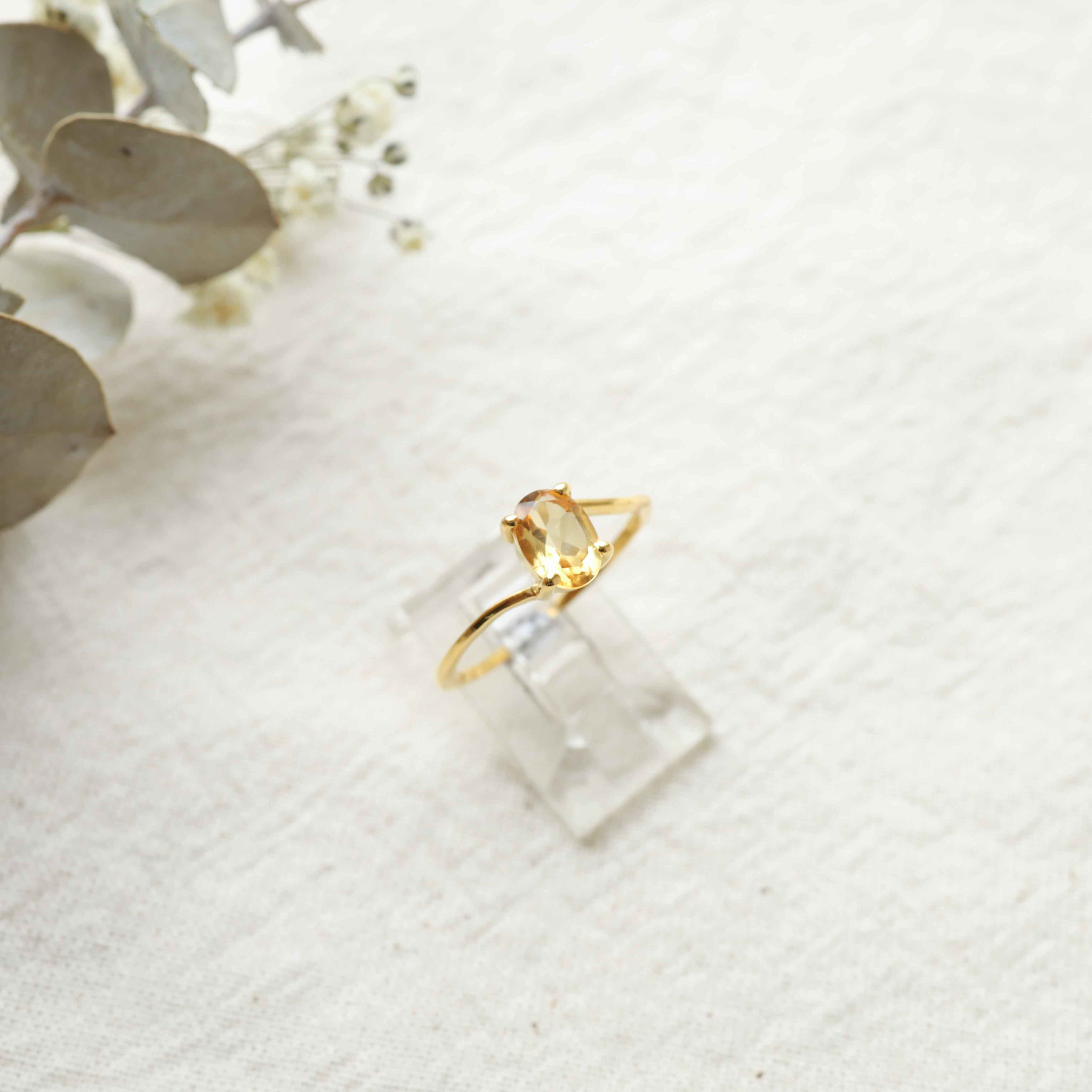 Citrine ring gold plated - Vague