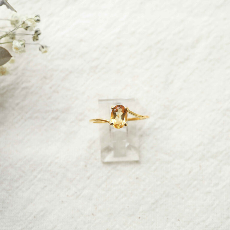 Citrine ring gold plated - Vague