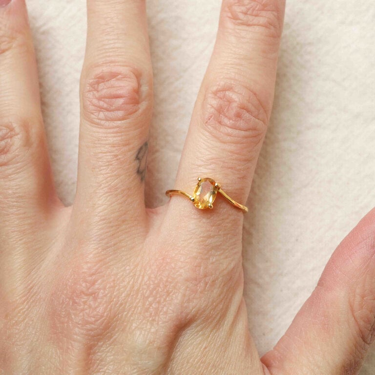 Bague Citrine plaqué or - Vague