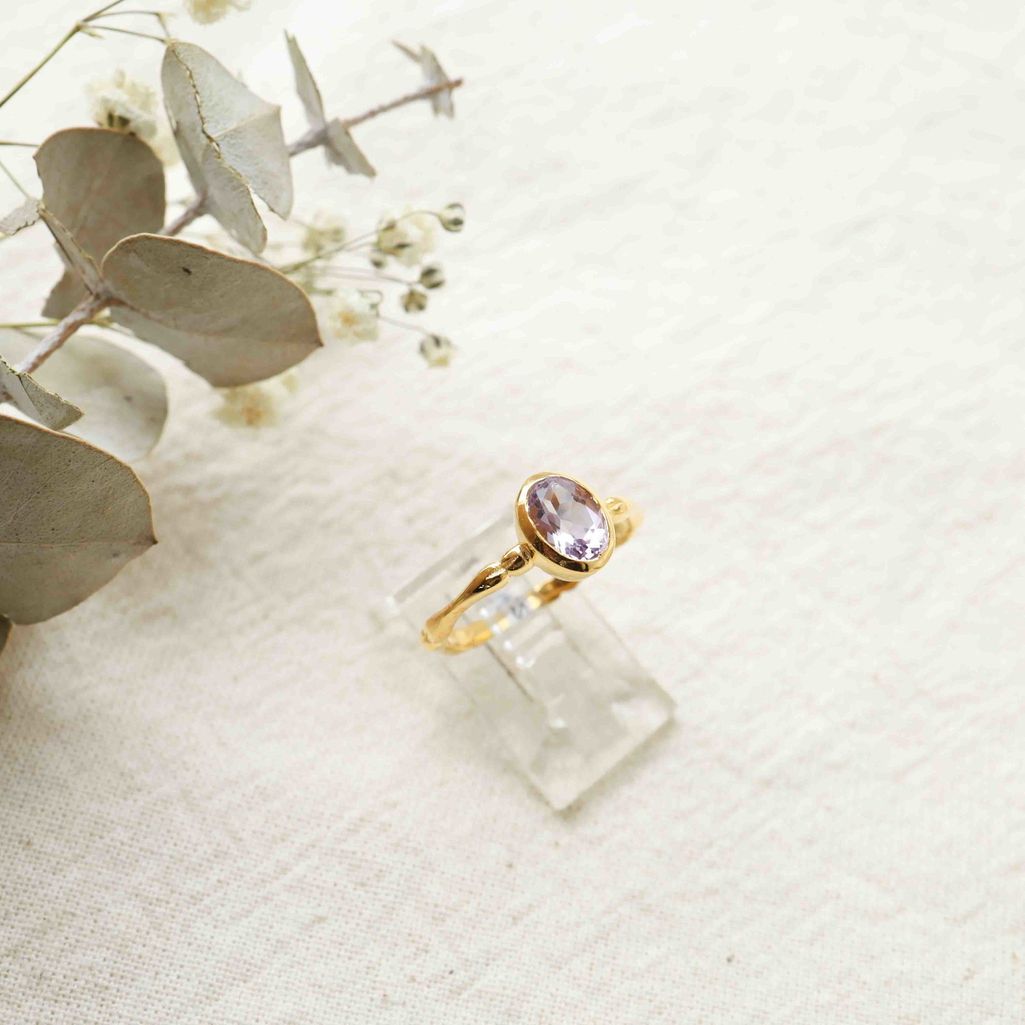 Amethyst ring gold plated - Silène