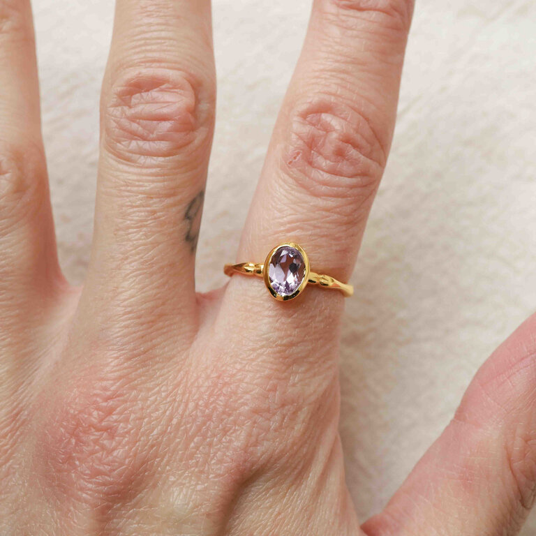 Amethyst ring gold plated - Silène