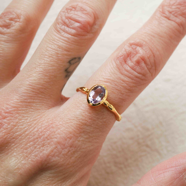 Amethyst ring gold plated - Silène