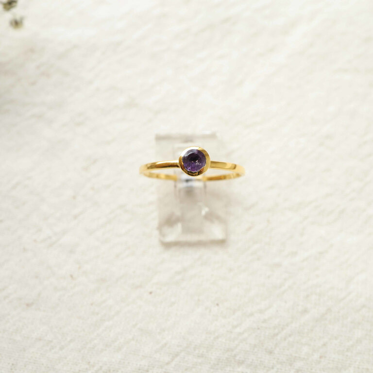 Amethyst ring gold plated - Ronde