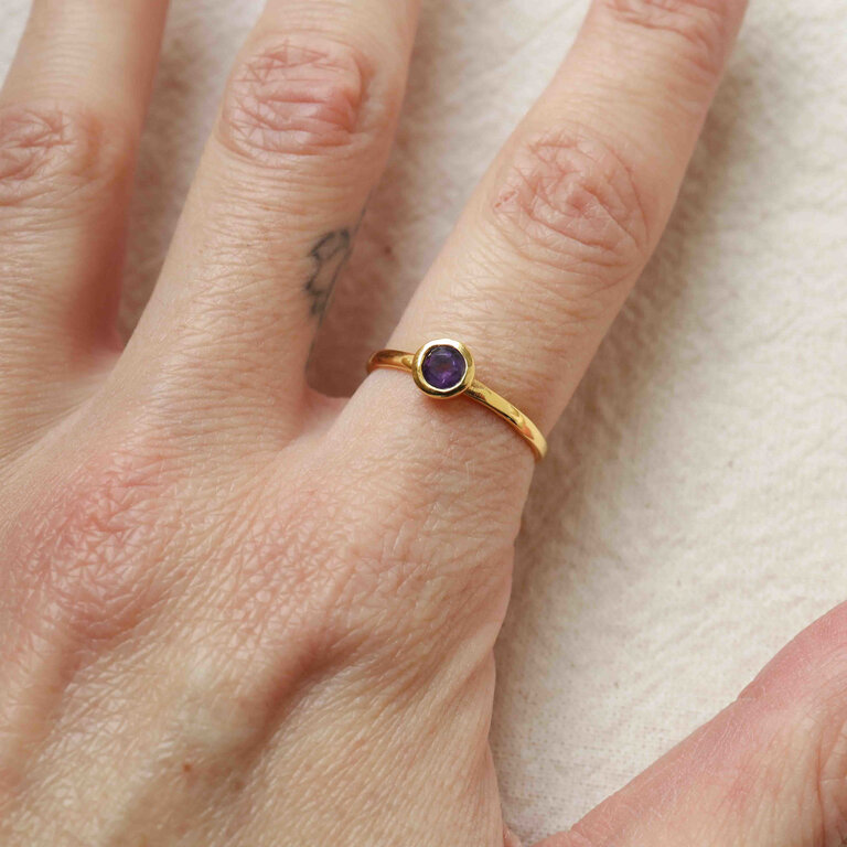 Bague Améthyste plaqué or - Ronde