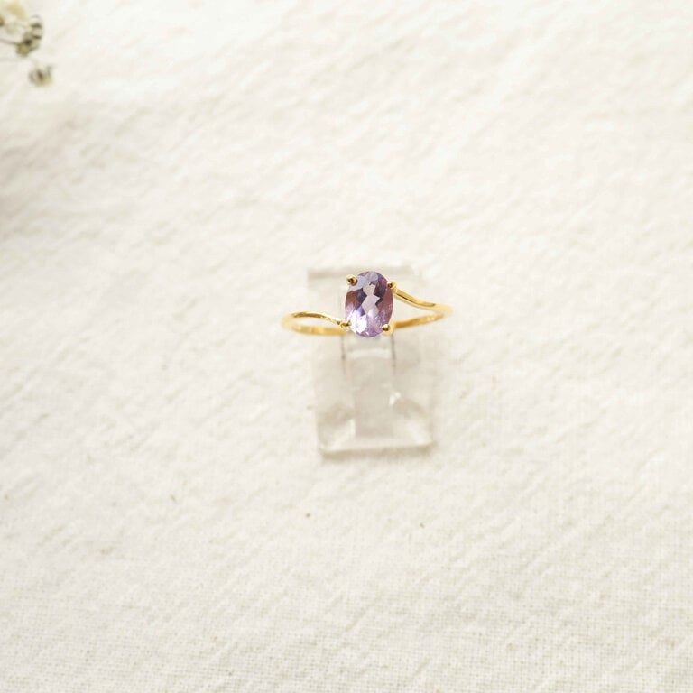 Bague Améthyste plaqué or - Vague