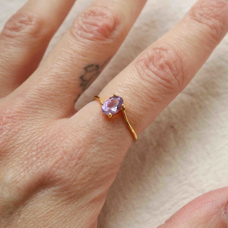 Bague Améthyste plaqué or - Vague