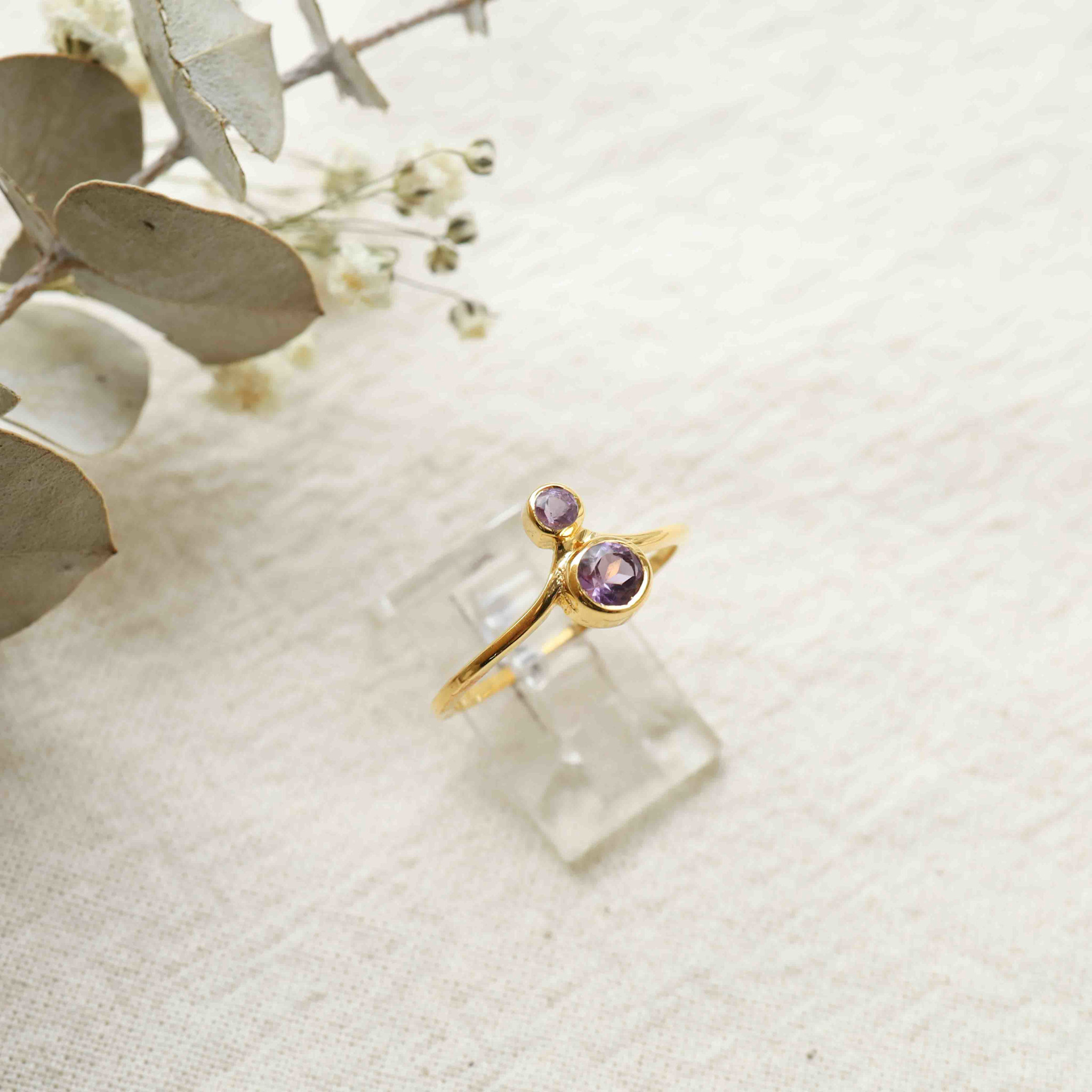 Amethyst ring gold plated - Nébula