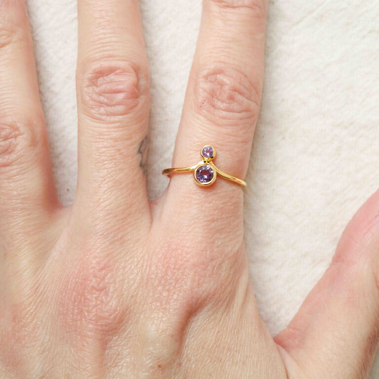 Amethyst ring gold plated - Nébula