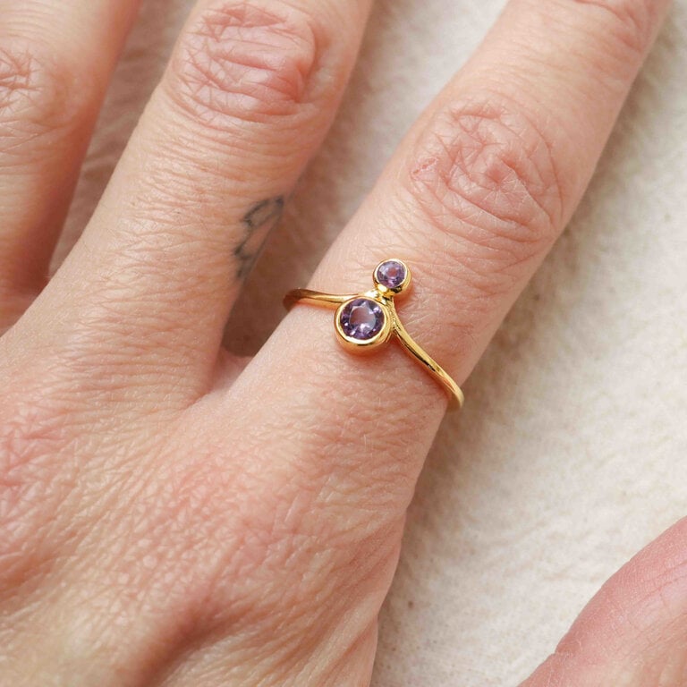 Bague Améthyste plaqué or - Nébula