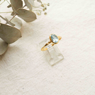 Bague Topaze bleue plaqué or - Silène