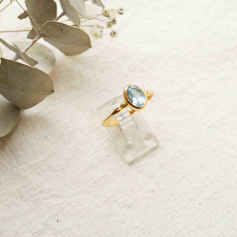 Bague Topaze bleue plaqué or - Silène