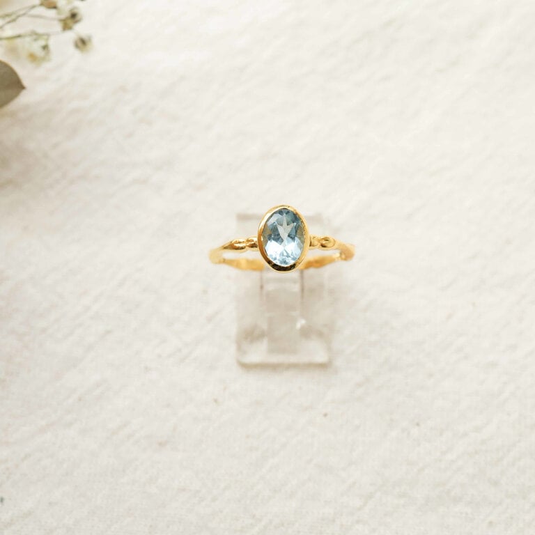 Bague Topaze bleue plaqué or - Silène