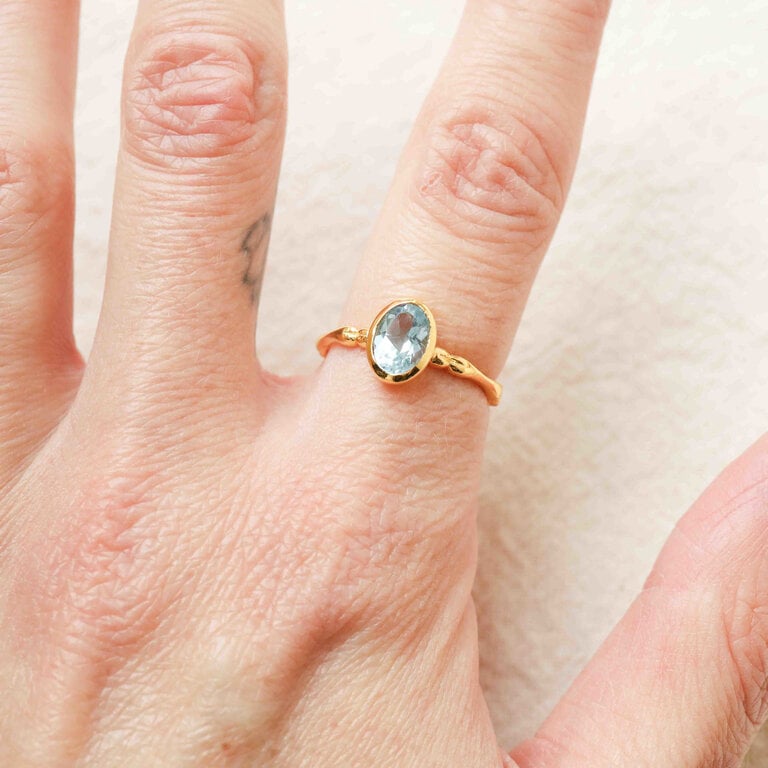 Bague Topaze bleue plaqué or - Silène