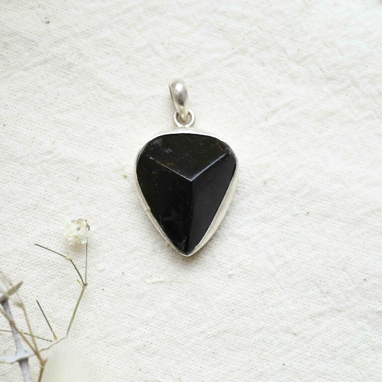 Black Tourmaline Pendant - Triangle