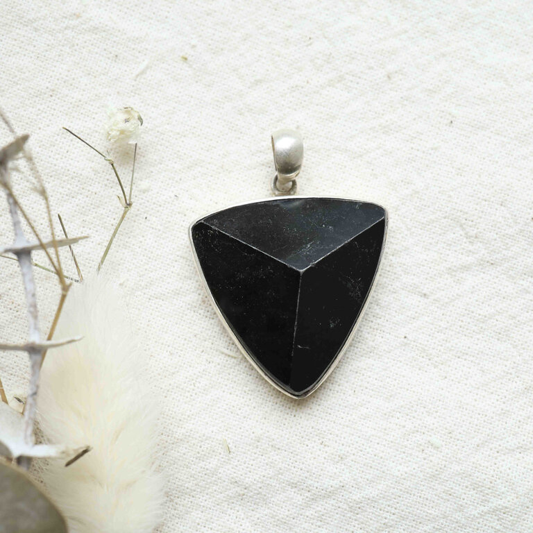 Black Tourmaline Pendant - Triangle