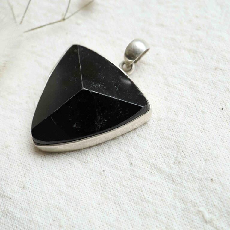 Black Tourmaline Pendant - Triangle